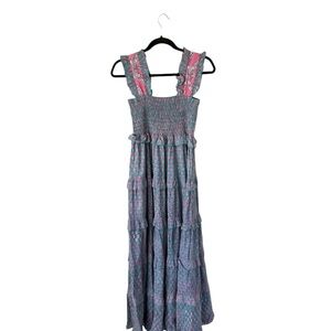 Sohana Mia Dress in Pink Green Paisley Tiered Maxi Dress Size SMALL